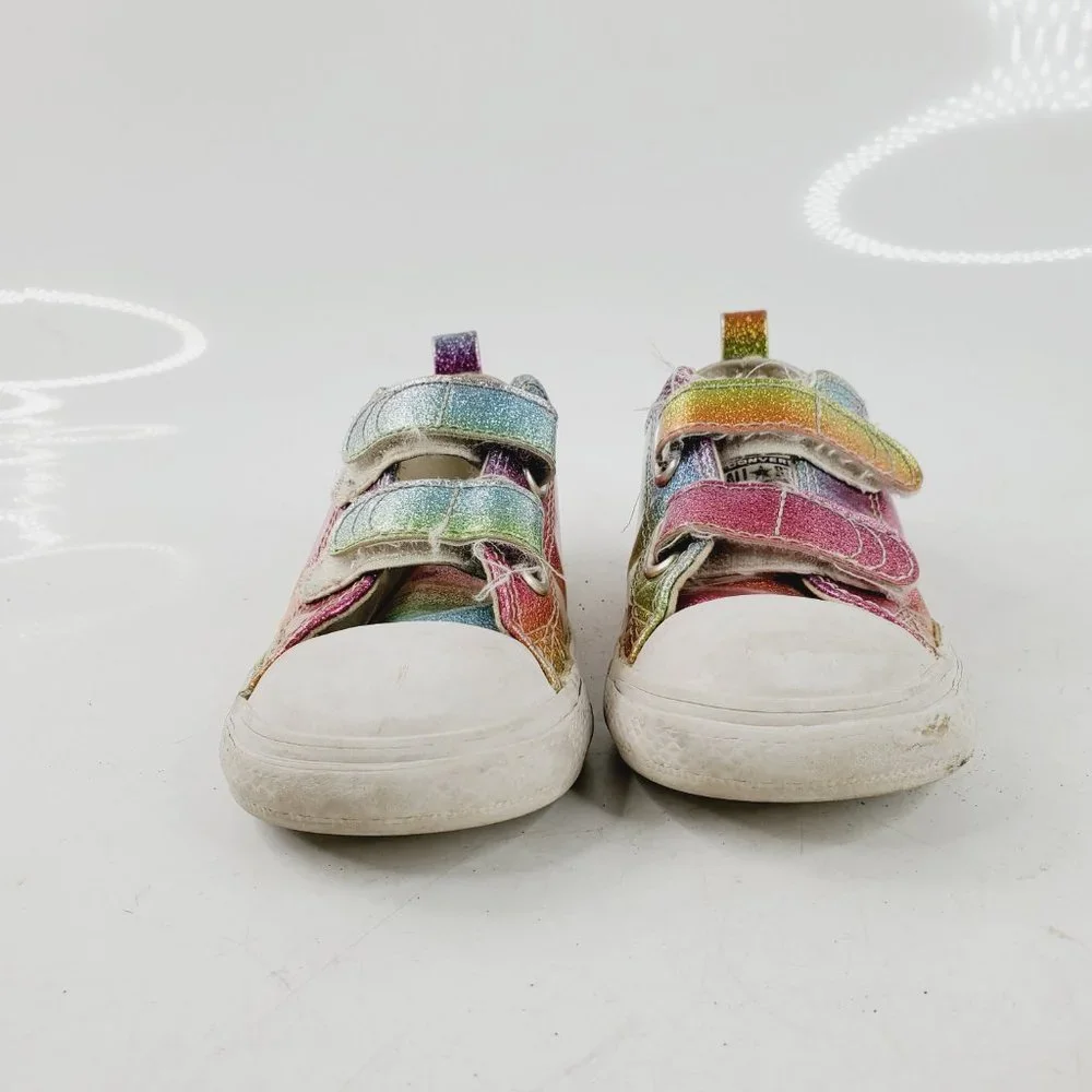 Converse Girl's Pink Rainbow 765533C Hook‎ & Loop Casual Sneaker Shoes Size 9